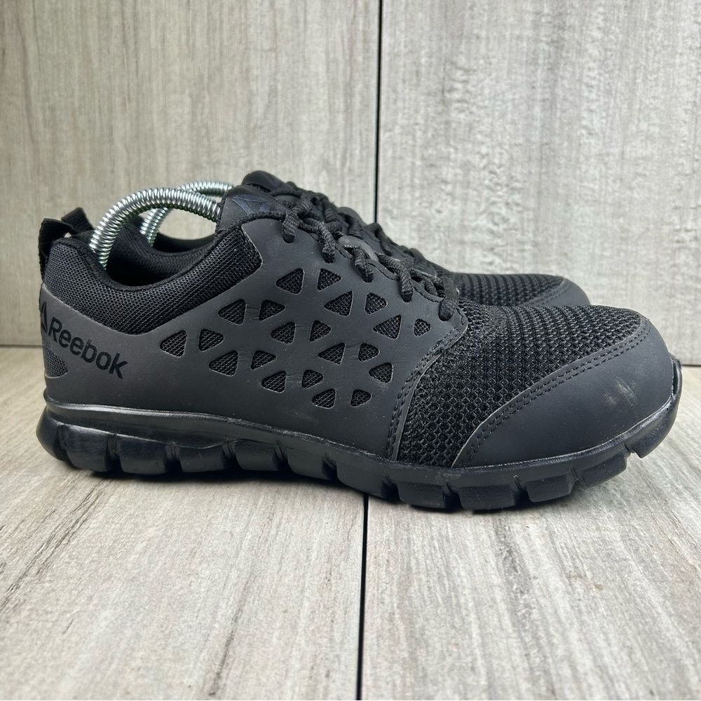Reebok Sublite Cushion Composite Safety Toe Black Work Sneaker Shoe Mens Size 8